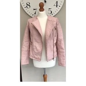 Calvin Klein blush pink faux leather moto jacket medium